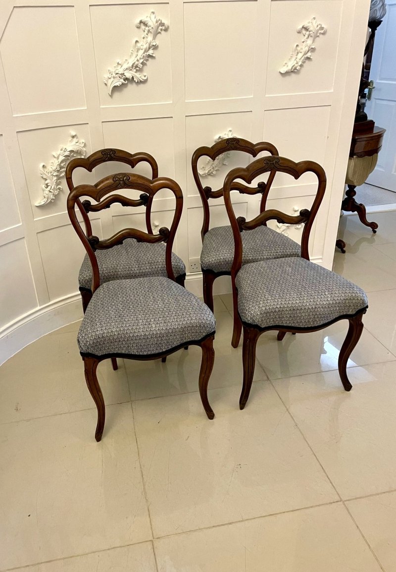 Set of 4 Antique Victorian Quality Rosewood Dining Chairs - Image 3